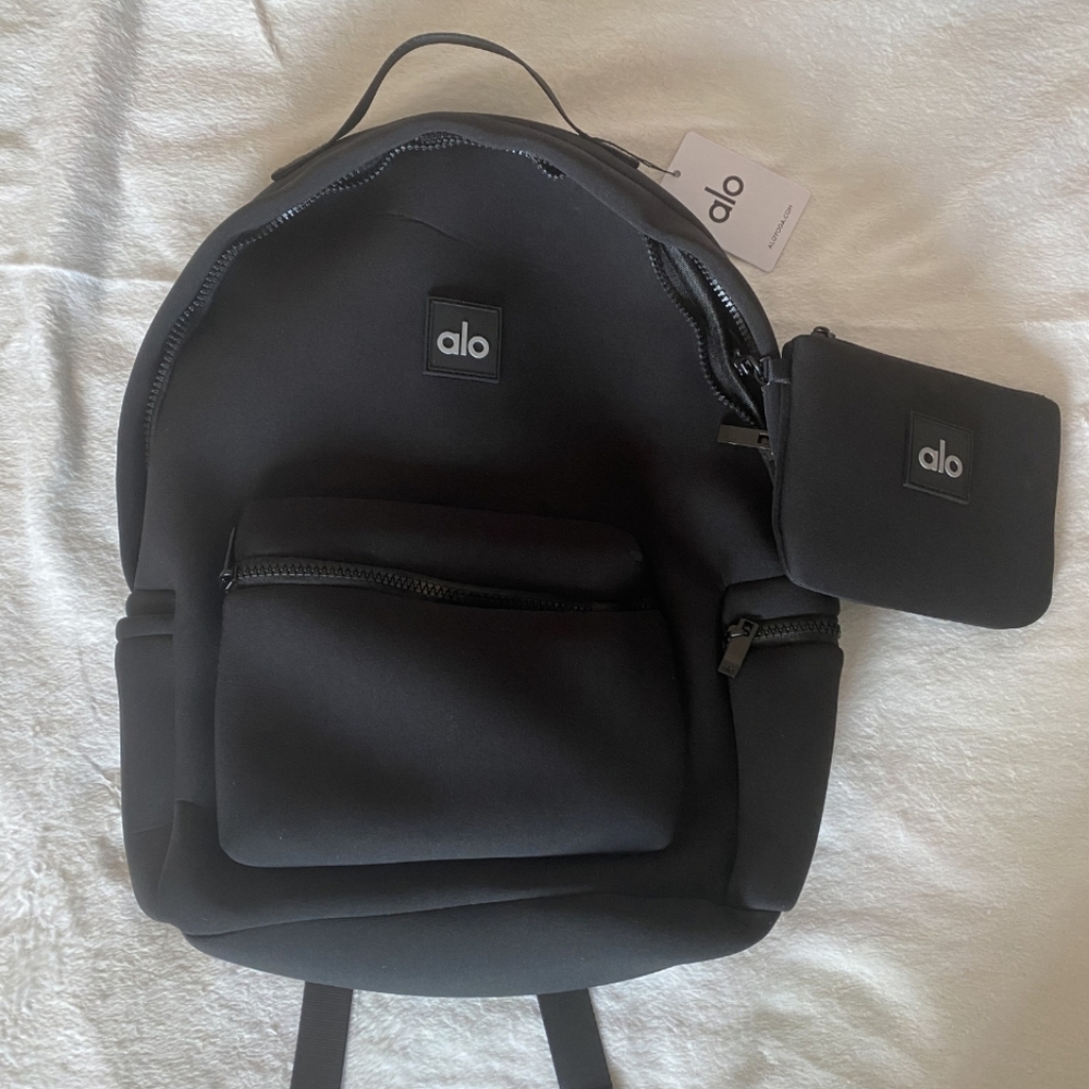 Alo Yoga Two Pieces Black Gym Backpack Unisex high-capacity